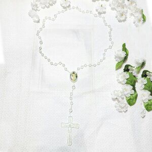 Jesus Christ I Trust In You Clear Divine Mercy Cord Rosary Beads Rosaries